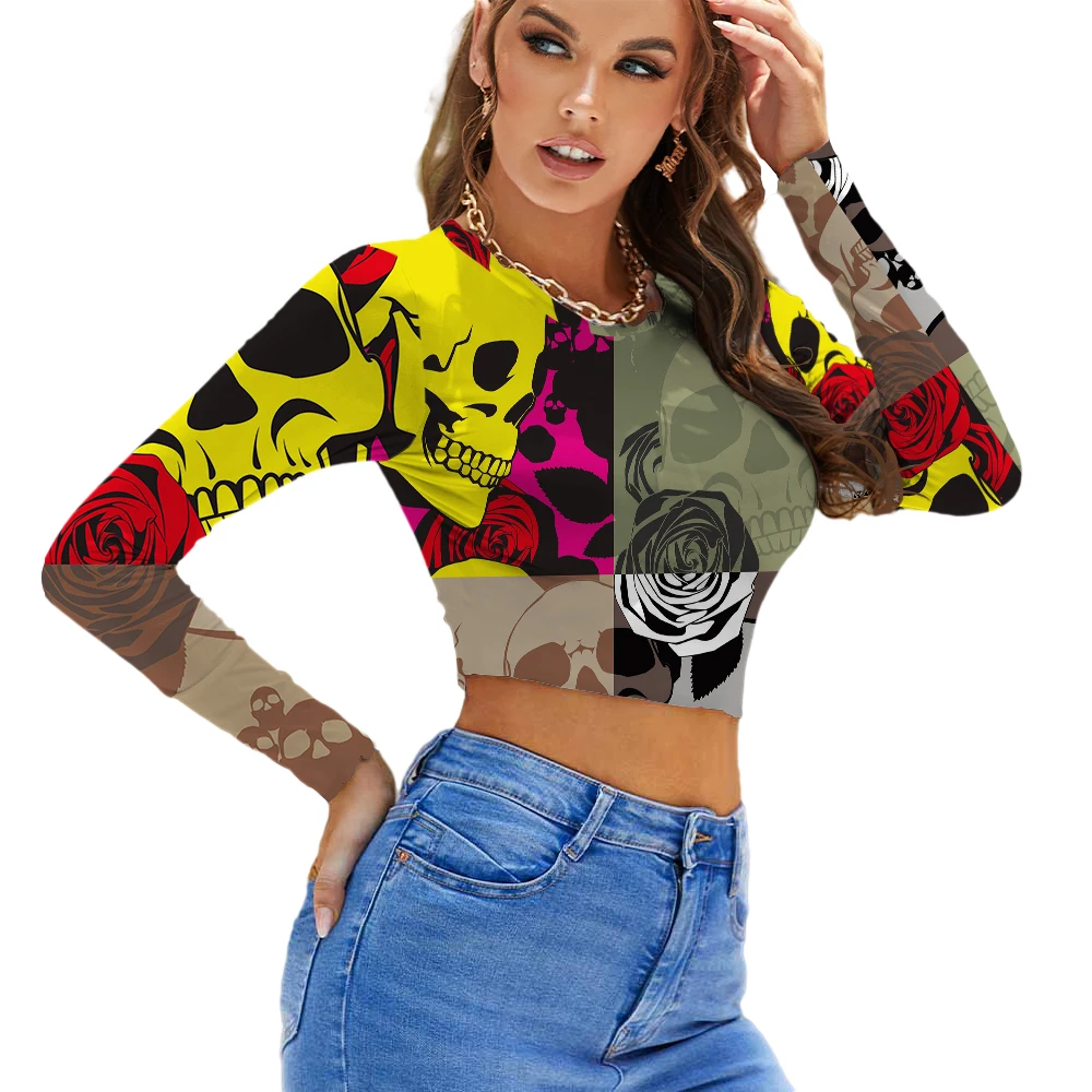 

Autumn Ladies Butterfly Flower Spike Print Tops Casual Loose Round Neck Long-sleeved Women T-shirt Pullover Female T-shirt