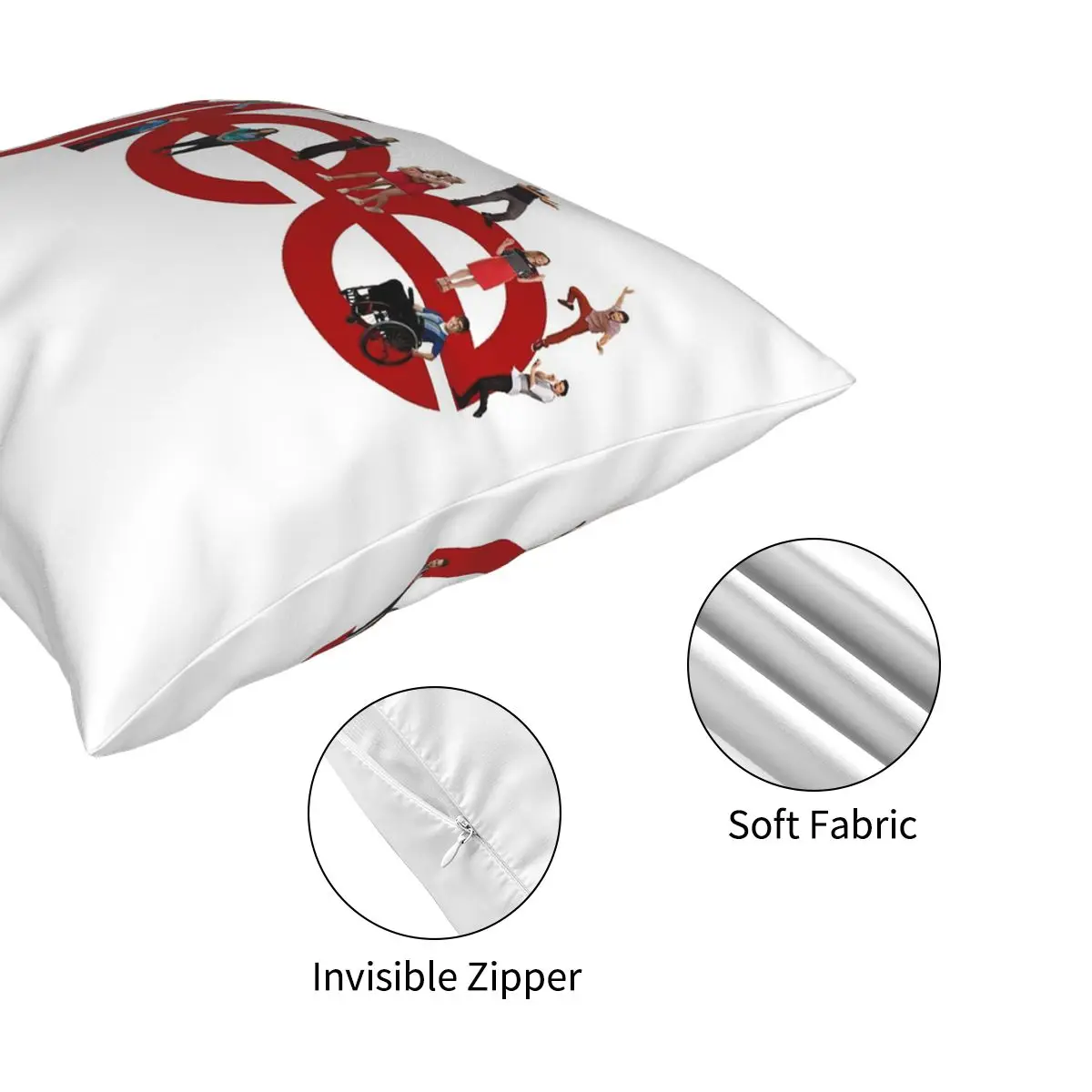 

Glee With The Cast Square Pillowcase Polyester Printed Zipper Decor for Car Cushion Cover