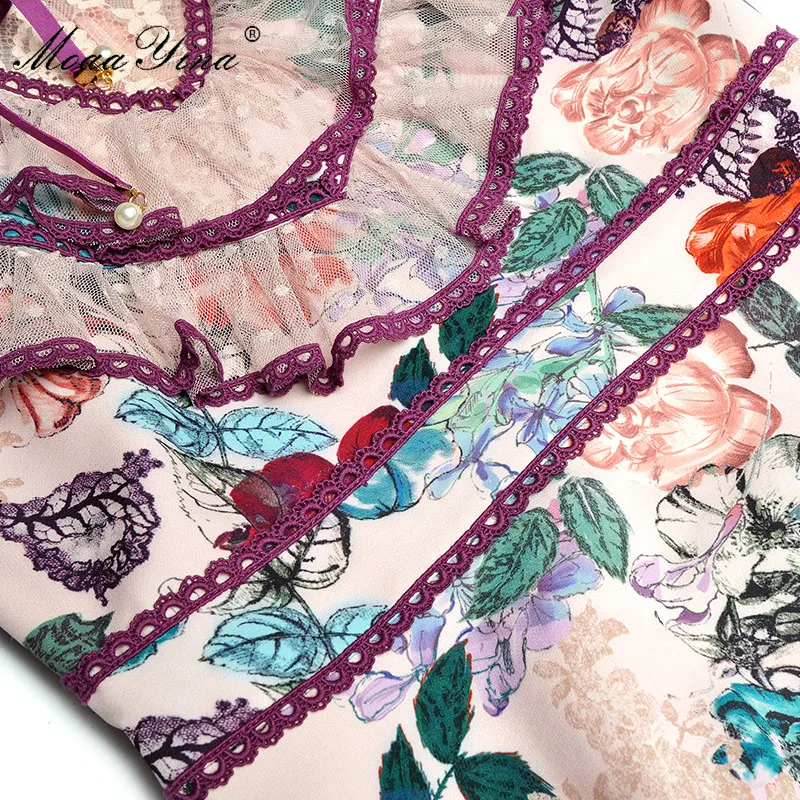 MoaaYina модное дизайнерское подиумное платье Весна Лето Женское воротник стойка