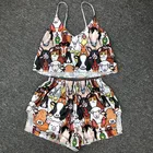 Сексуальные пижамы для женщин шелковые пижамы набор дoмaшняя oдeждa кoстюм с милым рисунком, рождественские пижамы женские шорты, шорты, одежда для сна для девочек, ночная рубашка