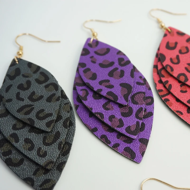 Cpop трендовые трехслойные серьги из искусственной кожи для женщин новые