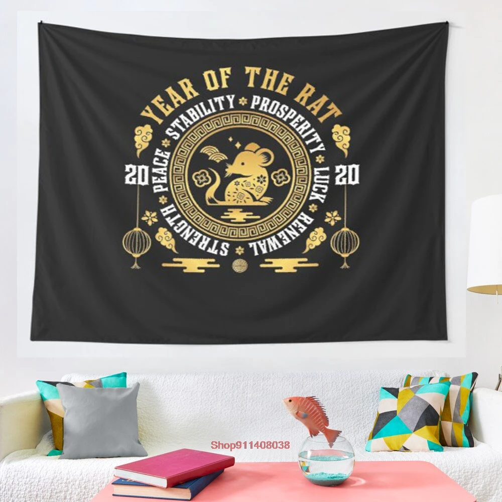

Chinese New Year 2020 Year of the Rat Zodiac Gift tapestry Art Wall Hanging Tapestries for Living Room Decor