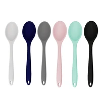 6 color food grade silicone long handled soup spoon solid color kids spoon kitchen silicone spoon flatware utensils accessories