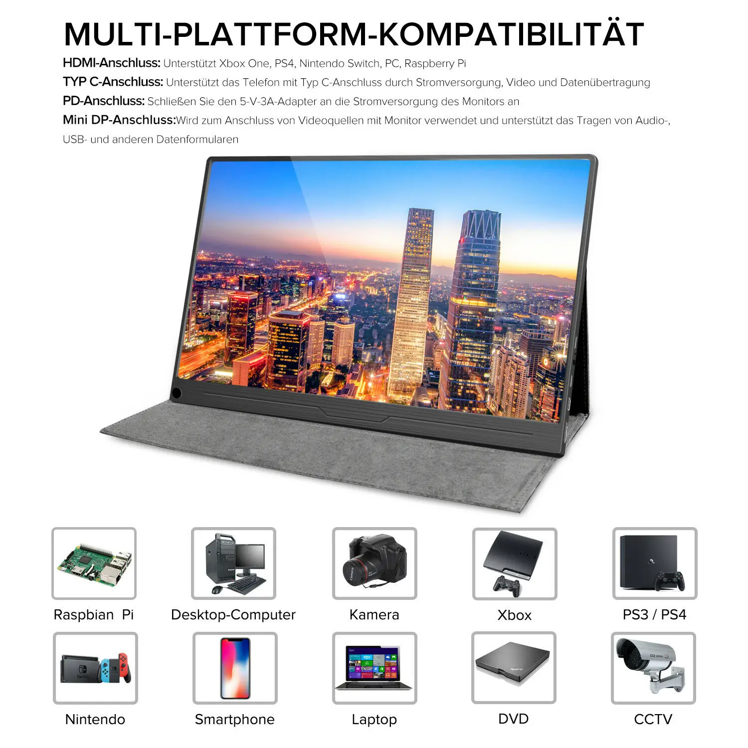 Новинка 2020 Ультратонкий портативный монитор FHD 15 6 дюйма HDR IPS экран 1920x1080 USB Тип C HDMI