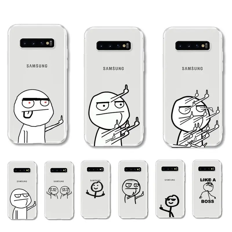 

YNDFCNB Funny Man Middle Finger Phone Case For Samsung Galaxy S7 edge S8 S9 S10 S20 plus S10lite A31 A10 A51 Capa