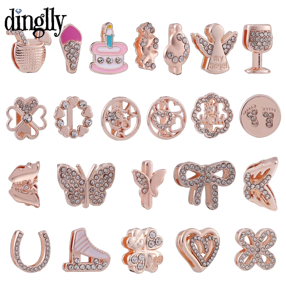

Dinglly 2021 NEW Rose Gold Butterfly Beaded Star Heart Charm Fit 10mm Watch Chain Mesh Bracelets #1 MOM Lucky Accessory Beads