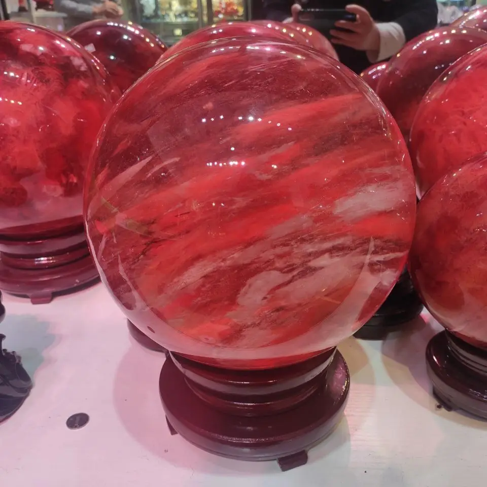 

1 шт. красивый красный прозрачный исцеляющий шар из кварцевого кристалла