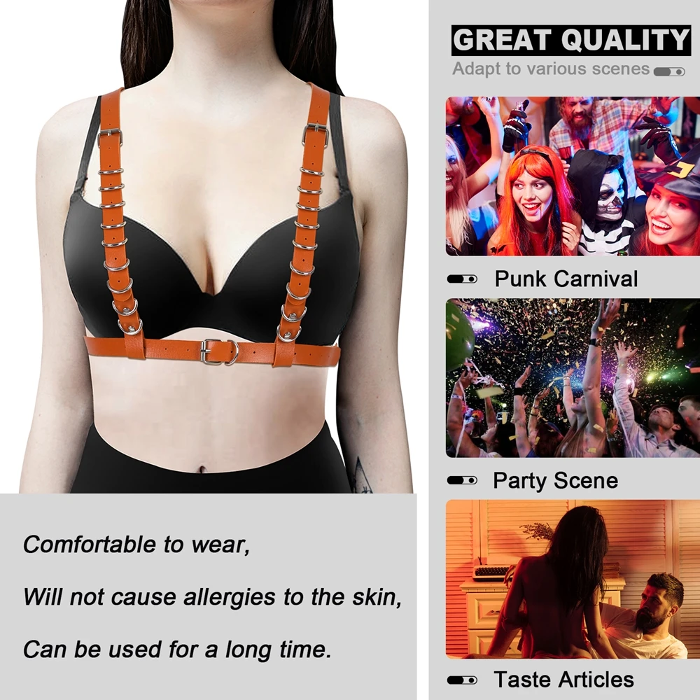 

Cosplay Body Bondage Goth Rave Wear Gothic Cage Chest Top Bra Sexy Lingerie Adjust Metal Girl Leather Punk Dance Harness Fashion