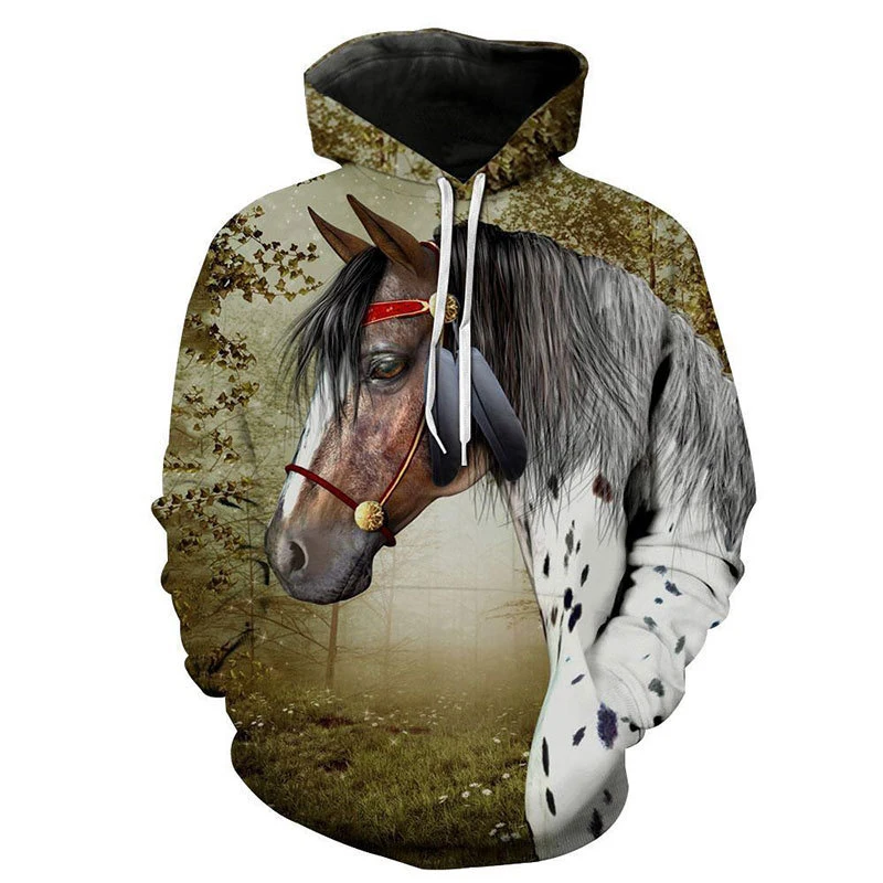 

2020 Anime Animal Starry Horse 3D Tie Dye Funny Man Hoodies Plus Size Autumn And Winter Hombre Sudaderas Con Capucha Sweatshirt