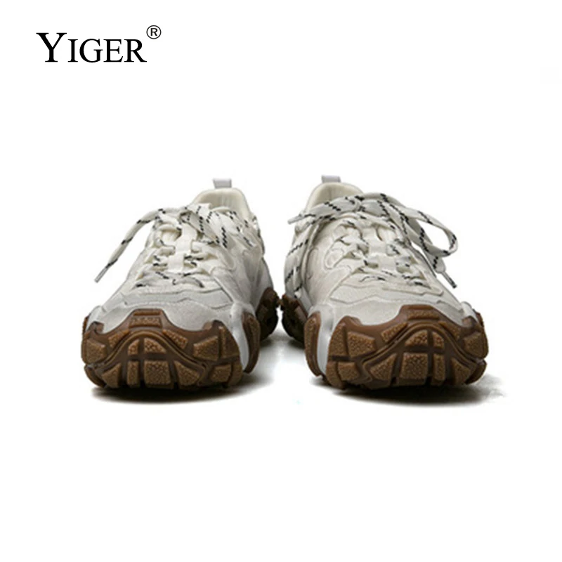 

YIGER Men's Sneakers 2022 new wild thick-soled sports shoes Ins Super hot old dirty fashion old shoes male Trendy Design Style