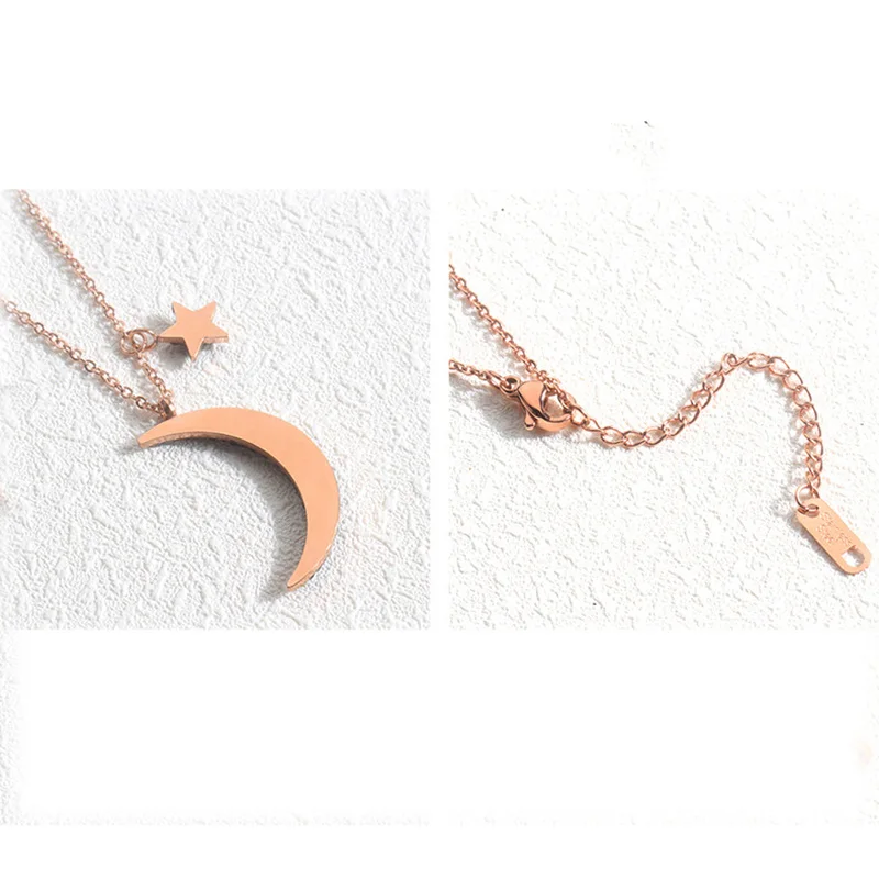 

Titanium Steel Black Star Moon Clavicle Chain Pendant Necklace For Women Jewelry Trendy Korean Choker Party Wedding Girls Gifts
