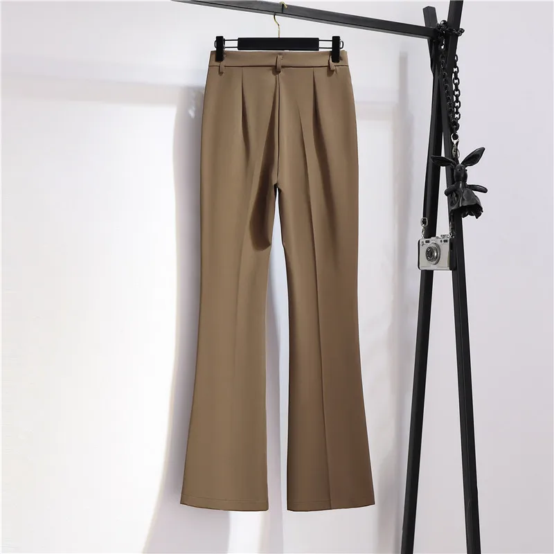 Брюки женские драпированные с разрезом повседневные штаны высокой талией брюки