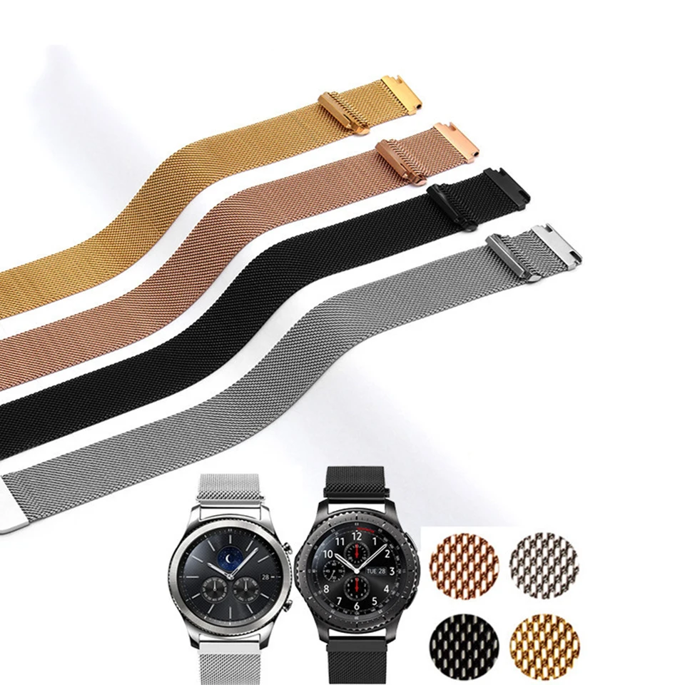 Магнитный Универсальный Миланский ремешок для часов 18 мм 20 22 серебристый из