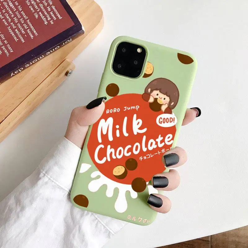 

Cute anime girl snacks Phone Case Green Candy Color for iPhone 6 7 8 11 12 s mini pro X XS XR MAX Plus