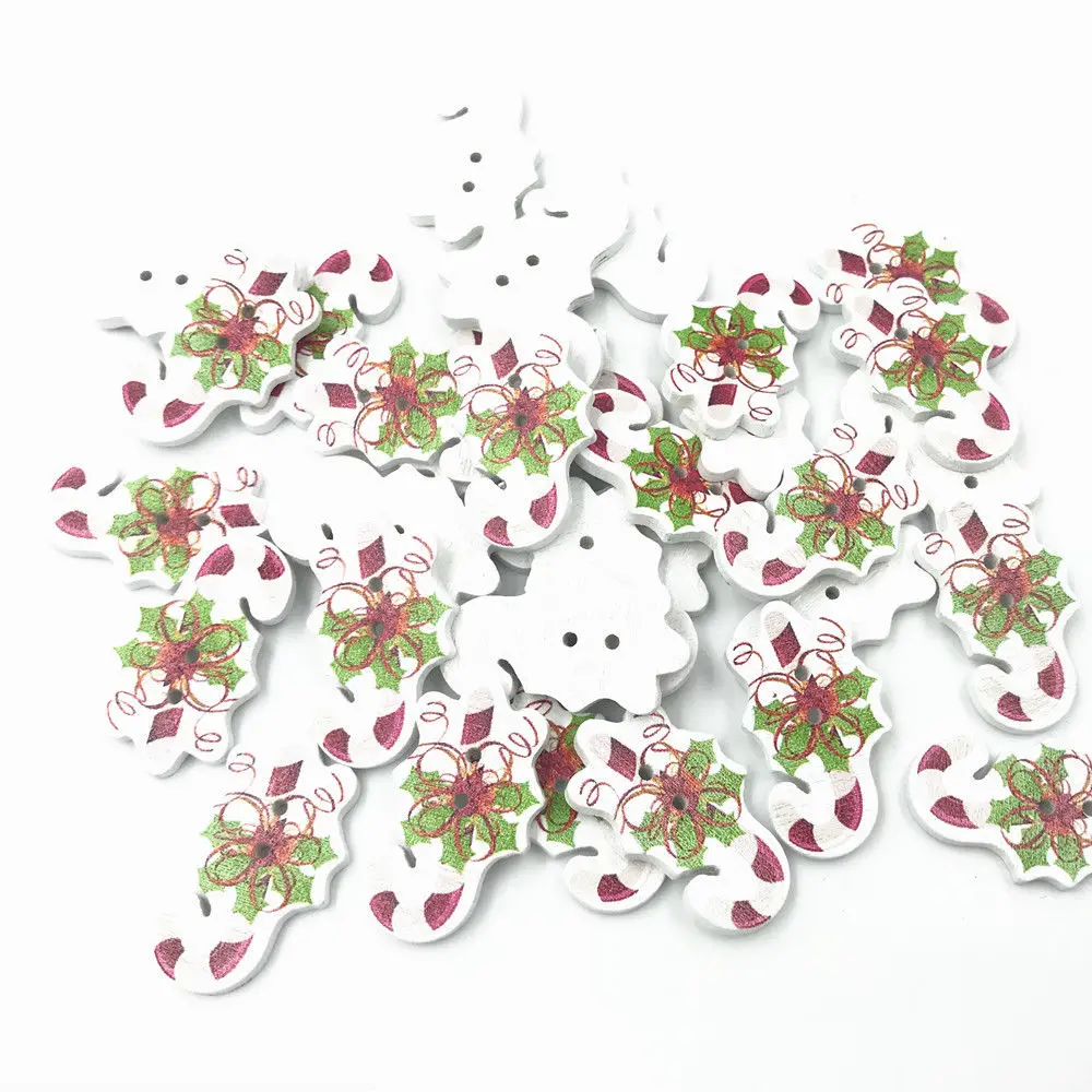 DIY 100 шт рождественские костыли сахарные деревянные пуговицы шитье украшение