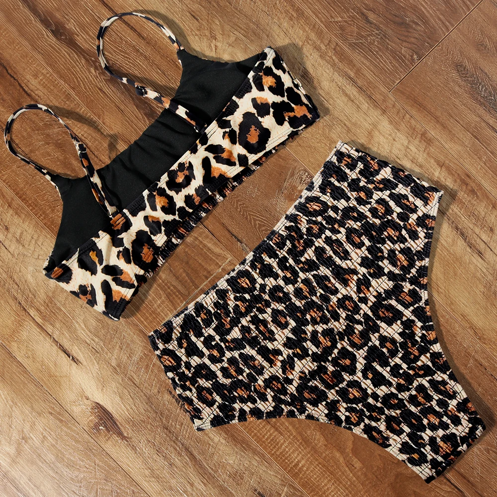 Купальник женский 2021 сексуальное бикини с леопардовым принтом высокой талией