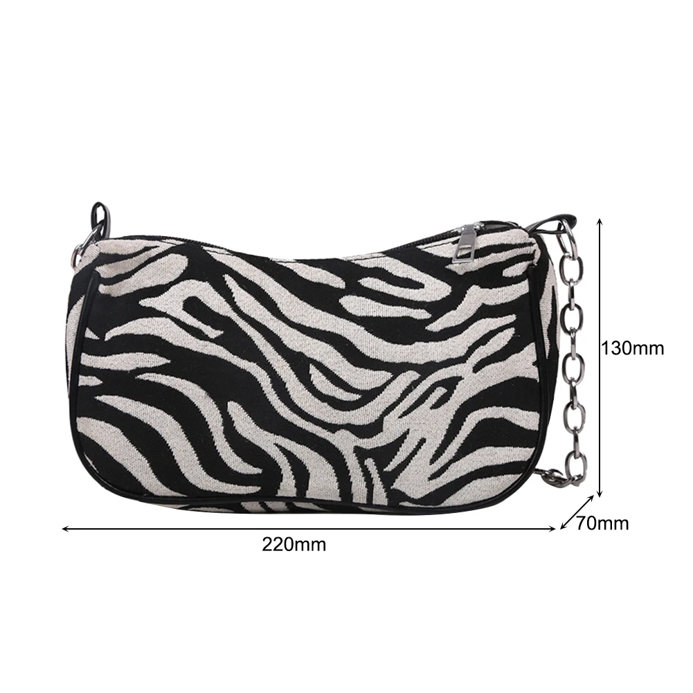 

2021 New Casual Women Totes Shoulder Bags Popular Simple Women Zebra Pattern Shoulder Cloth Underarm Bag with Pendant