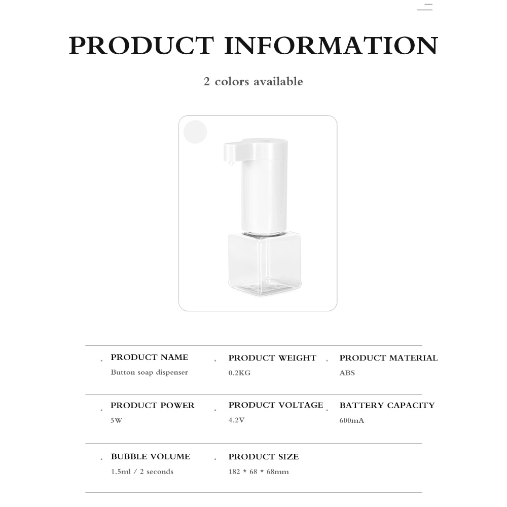 

Automatic Foam Soap Dispenser Infrared Sensing Soap Dispenser Automatic Induction Liquid Soap Dispenser For Bathroom
