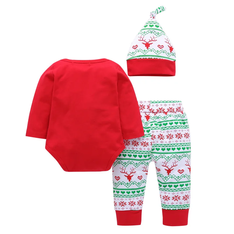 Новая красная Новогодняя одежда для детей Детский Комплект из трех предметов с