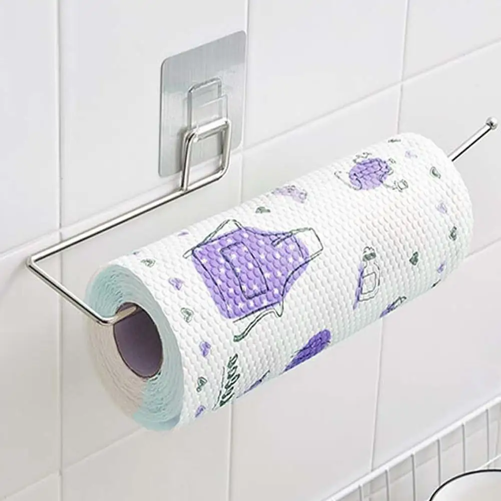 

2Pcs Kitchen Bathroom Paper Roll Holder Hanger Towel Duster Cloth Storage Rack