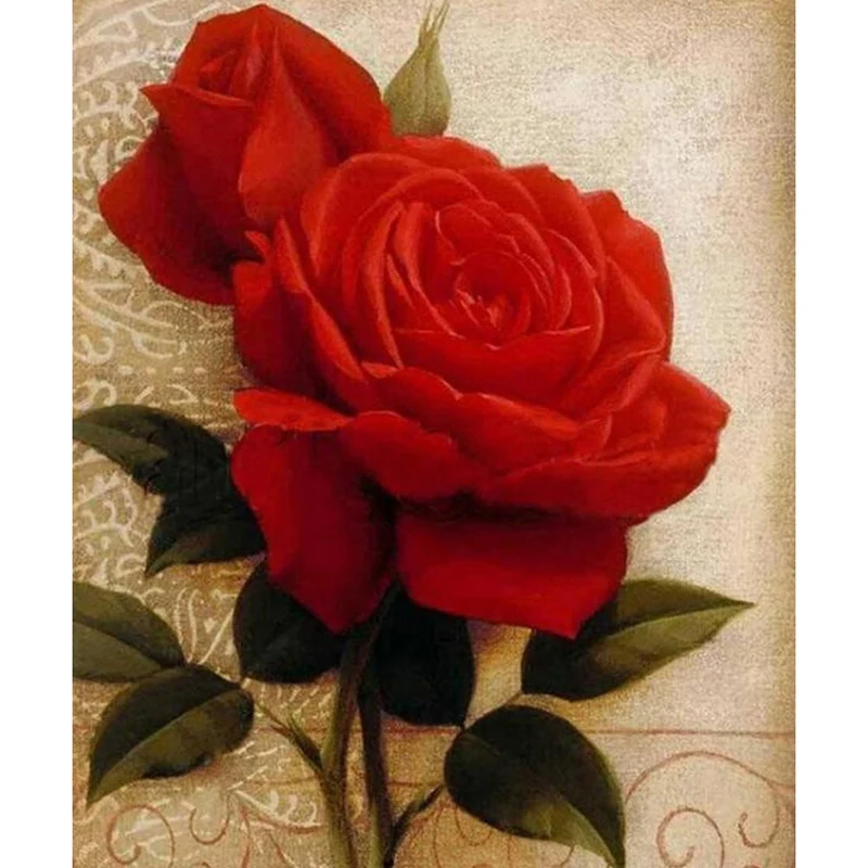 

Diy Diamond Painting Two Red Roses Flowers Paint With Diamond Embroidery Handicrafts Wall Paintings For Living Room