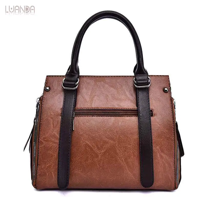 Модная кожаная женская сумка классическая простая с верхней ручкой дизайнерские