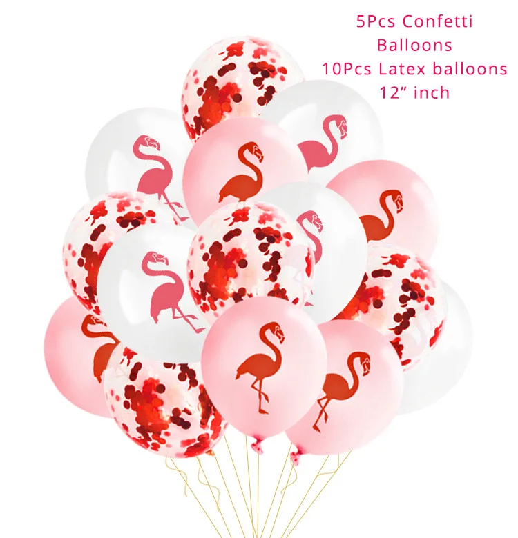 15pcs balloon 1 комплект светодиодный светильник «Фламинго», вечерние одноразовые столовые приборы «Фламинго», для дня рождения, свадьбы, украшения, Гавайские вечерние принадлежности - Цвет: 15pcs balloon