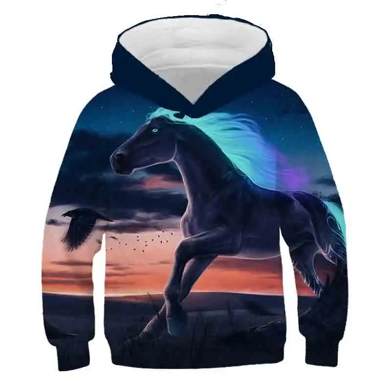 

Autumn Winter New style Fantasy horse cartoon Kids Boy Girl 3D polyester Kids Hoodies Cute Girl Sweatshirts Sweatshirt For Boy