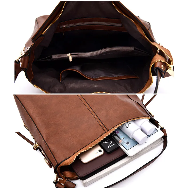 Женская сумка мессенджер из искусственной кожи большая тоут в стиле ретро