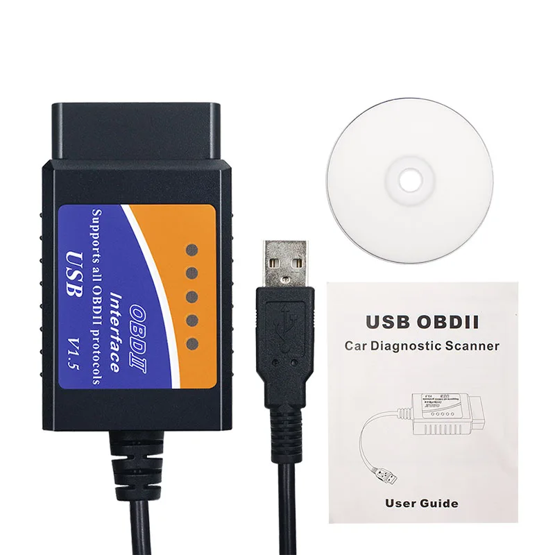 Лучшая цена ELM327 HW V1.5 SW V2.1 автомобилей Авто сканер штрих код ридер ELM 327 USB интерфейс