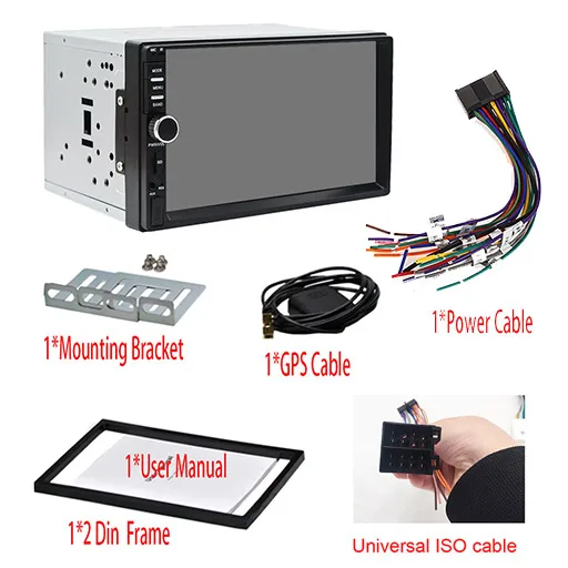 ISO cable Универсальный " 2din android 9,0 автомобильный радио мультимедиа Зеркало Ссылка gps навигация 1024*600 RDS dab OBD для Nissan Volkswage Toyota - Цвет: ISO cable