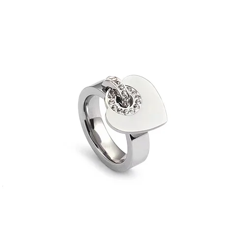 Женское кольцо из нержавеющей стали с кулоном в форме сердца, с фианитом