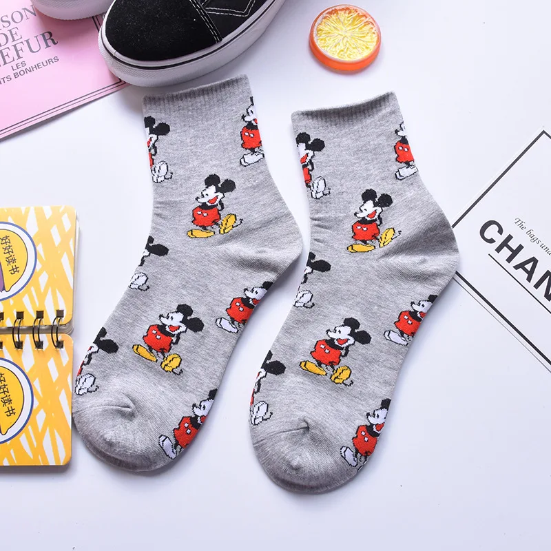 Женские носки в Корейском стиле с милыми мультяшными мышками Модные забавные