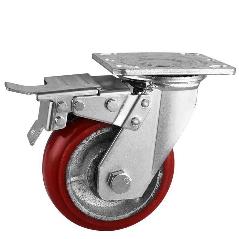 

1 шт 5 дюймовый сверхпрочный в Корейском стиле железного сердечника ПУ тормоз Универсальный колеса из полиуретана грузовик заклинателя наг...