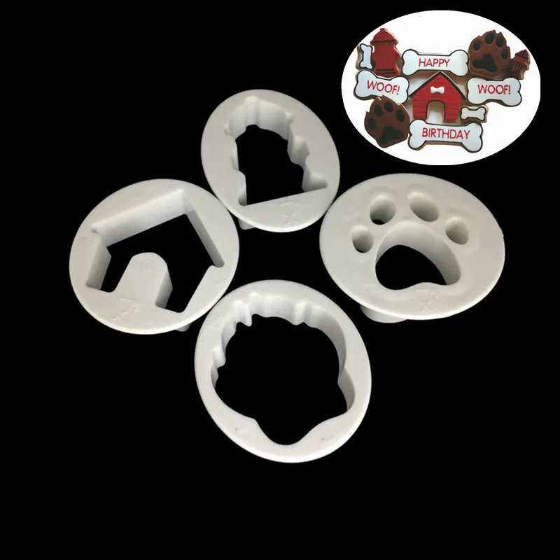 4 шт./компл. пищевого пластика DIY Собака тема печенья резак торт плесень помадка
