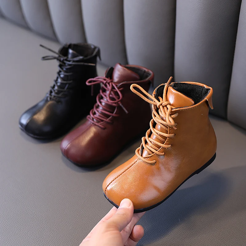 

Детские Ботинки Martin для мальчиков и девочек, однотонные теплые ботинки на мягкой подошве, в британском стиле, Осень-зима 2021