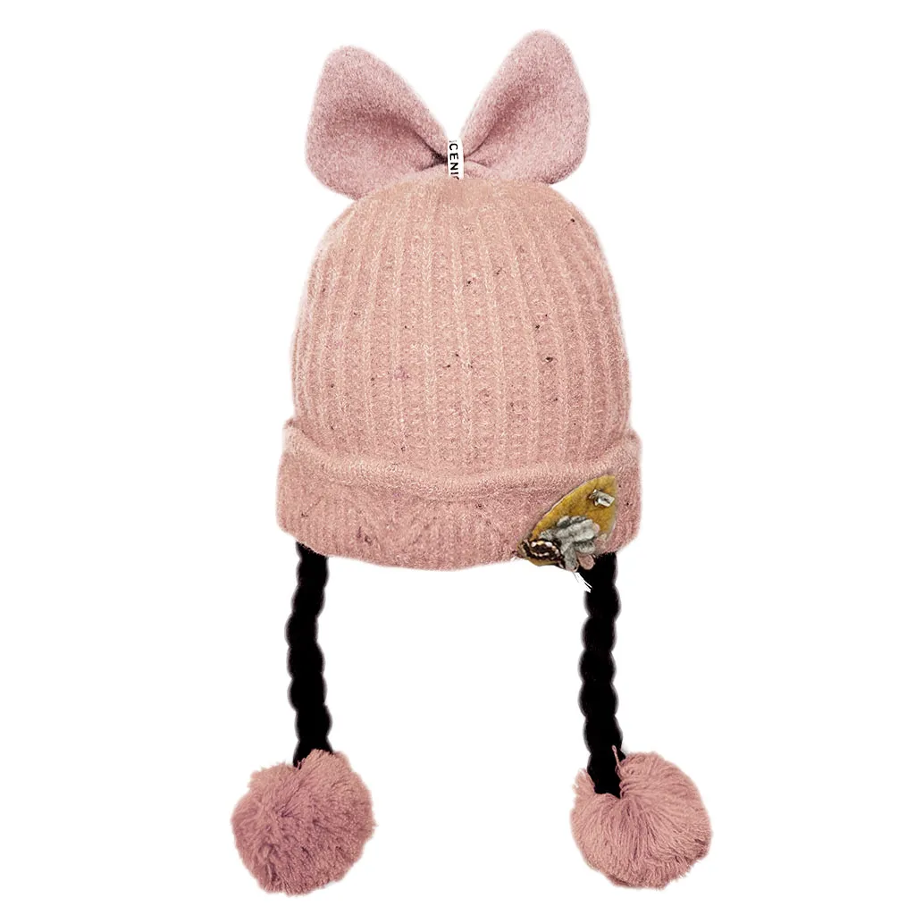 Милый вязаный зимний шарф для девочек и мальчиков с ушками теплый костюм