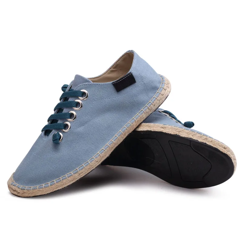 Эспадрильи на плоской подошве мужские холщовые кроссовки из пеньки шнуровке