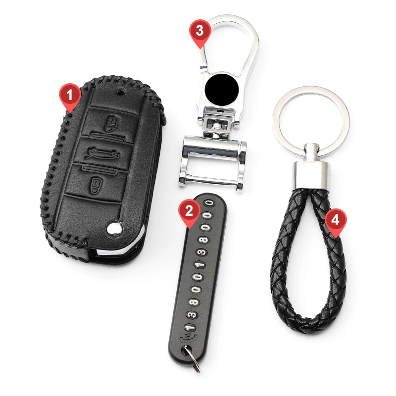 Люкс из натуральной кожи ключа автомобиля чехол Обложка для Peugeot 107 206 207 208 306 307 308