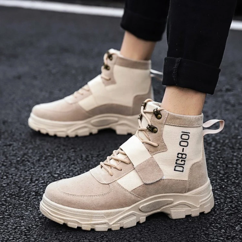 Bishen/2019 г. Мужская обувь из флока с высоким верхом Уличная на плоской подошве со