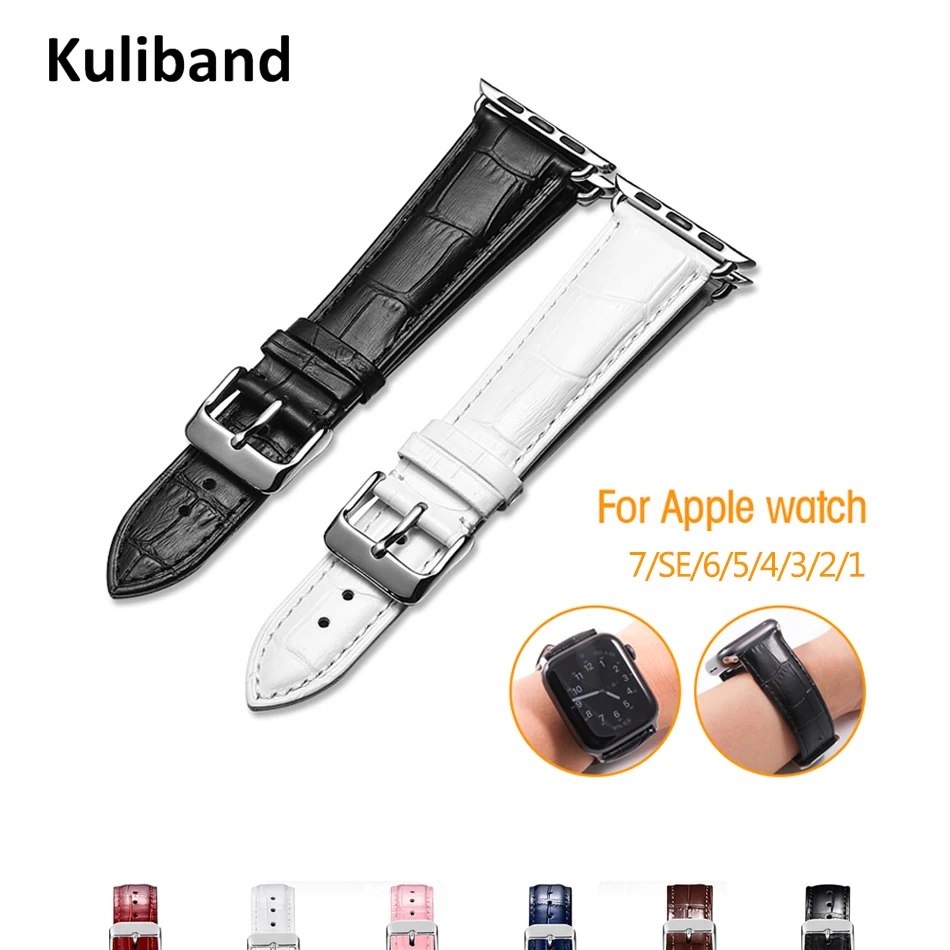 

Genuine Leather Band for Apple Watch 7/6/SE/5/4/3/2/1 38mm 40mm 41mm Watchband Wrist Belt Strap for iWatch SE/6 42mm 44mm 45mm