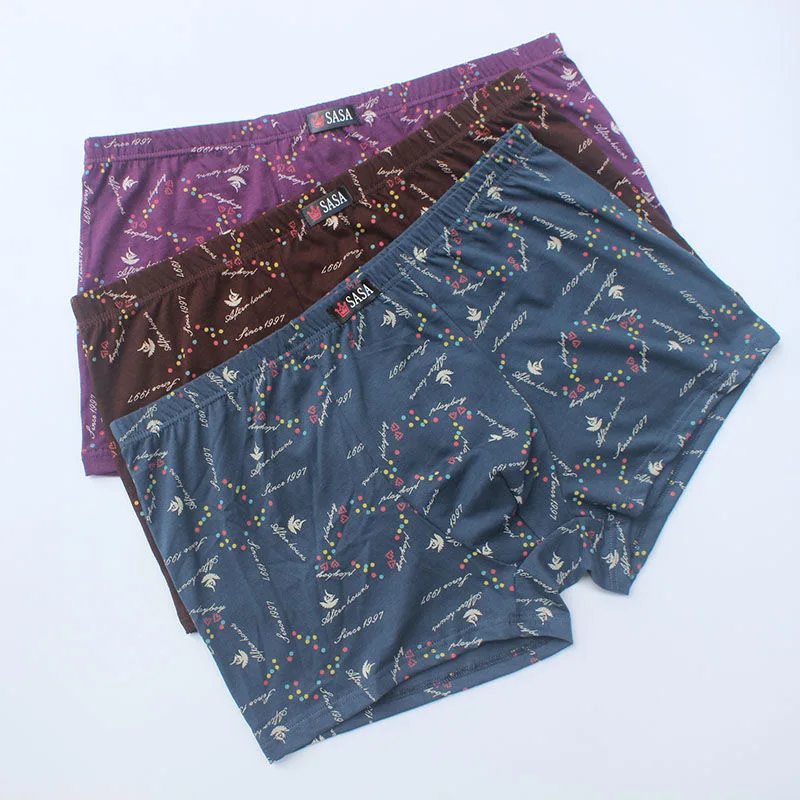 6pcs/Lot 100% Cotton Loose Boxers Four Shorts Underpants Men'S Boxers Shorts Breathable Underwear printing Comfortable cotton