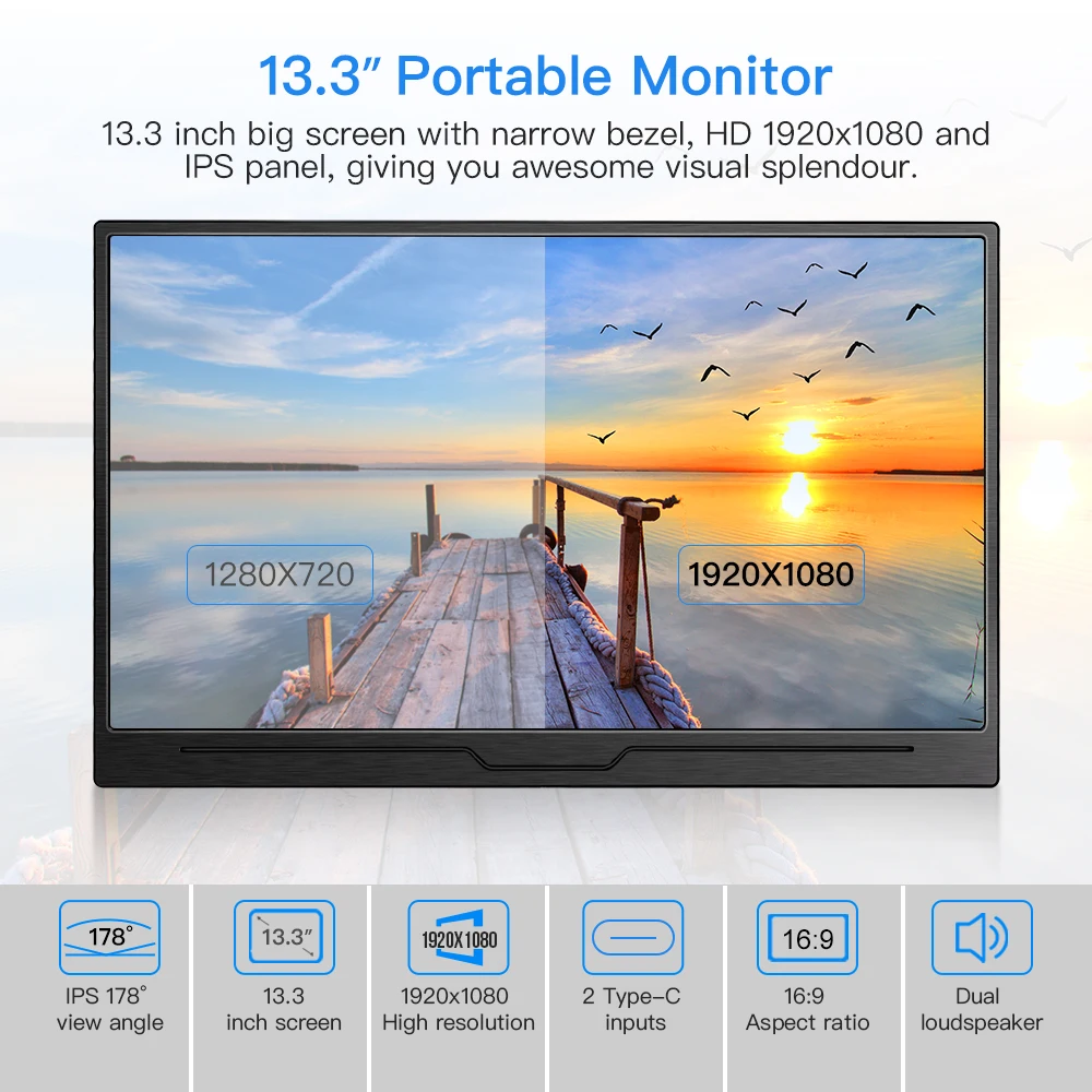 Eyoyo EM13N Портативный 13 3 &quotIPS монитор FHD 1080P игровой ЖК дисплей Экран для Xbox One 360 PS4 Wii U