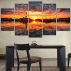Большой 5 шт. холст стена искусство Маяк на закате природы Искусство Печать на холсте современный жикле искусство в рамке