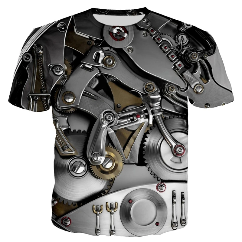 

Motorcycle Tees Punk Retro Clothes 3D Mechanical Gear Men T-Shirt Tops 2021 Summer New Hot Sale personality Print Plus Size 6XL