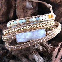 rh fashion boho bracelet handmade mixed natural stones druzy stone charm 4 strands wrap bracelets women gift dropship
