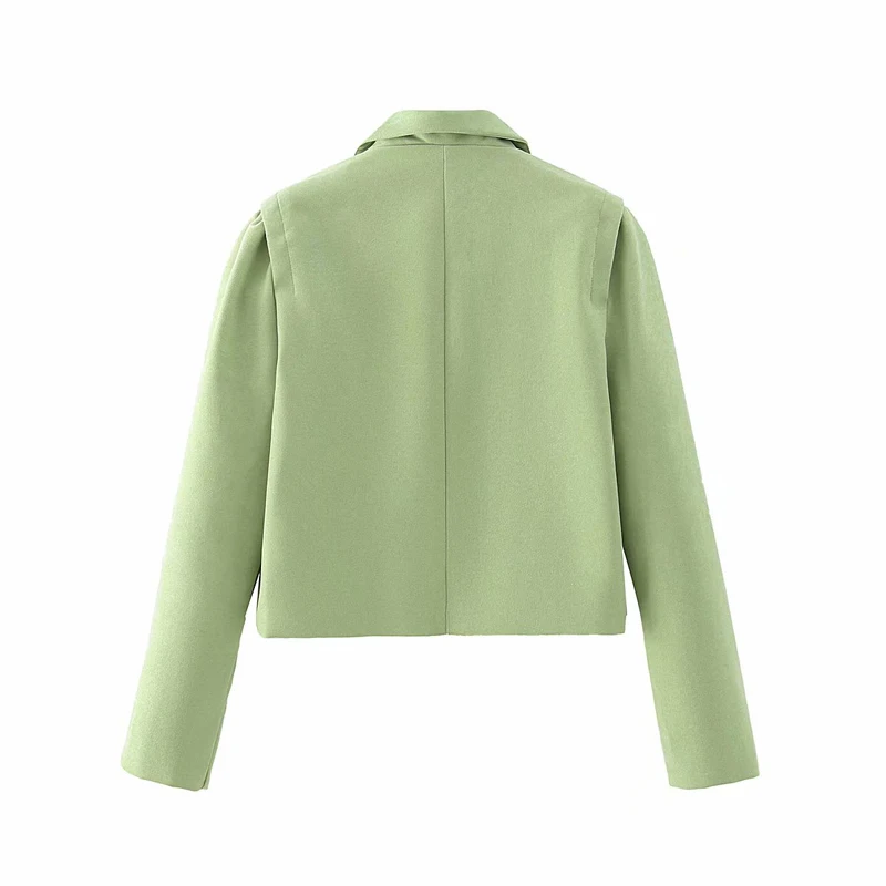 

Spring and autumn women's jacket casual solid color double-breasted pocket decorative short jacket