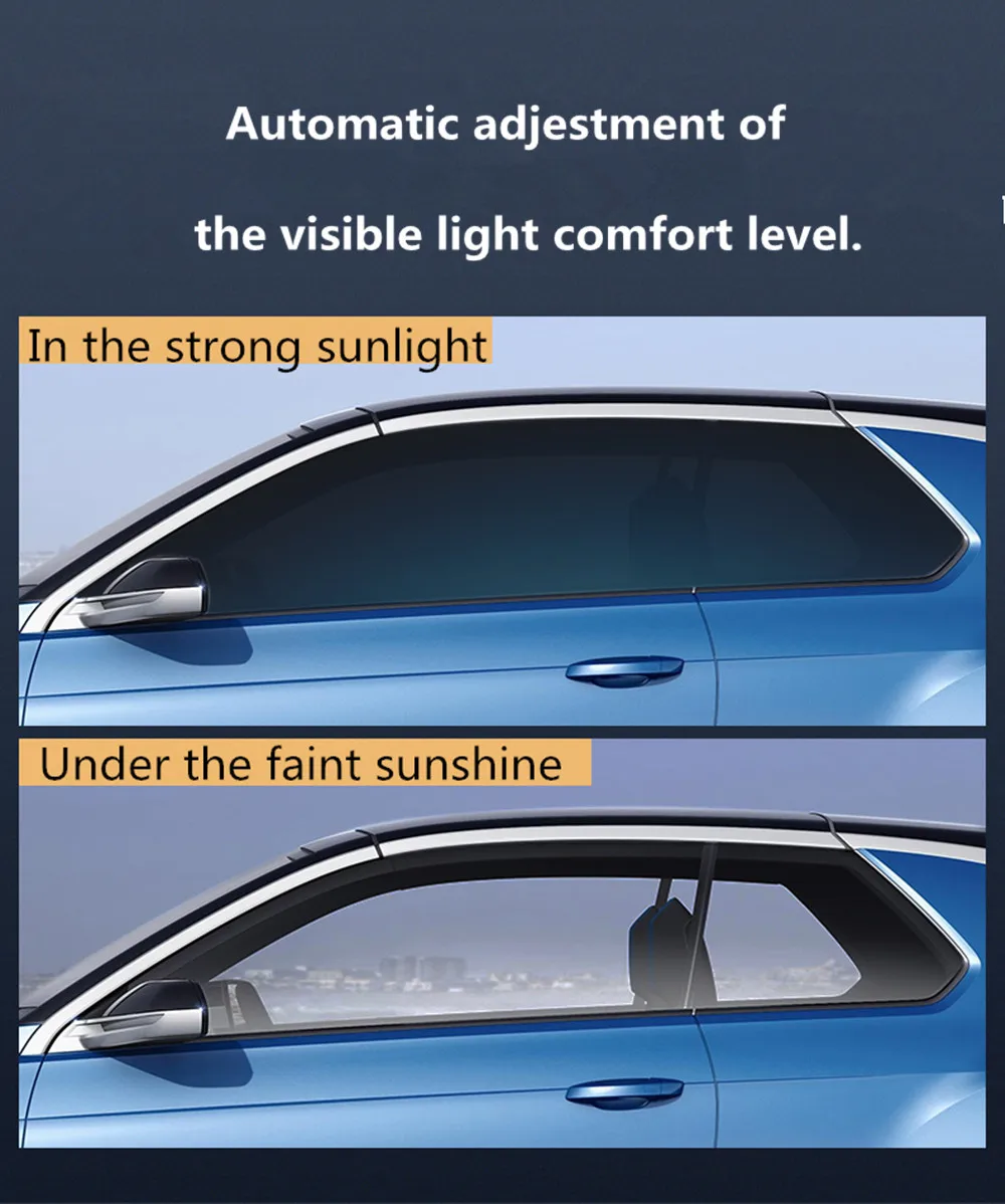

SUNICE VLT45/75% Blue Car Window Tint Film Photochromic Film Nano Ceramic Solar Tint Solar Protection Color-changed Film 60"x20"