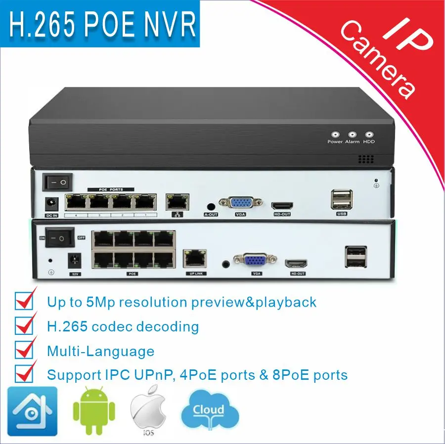 Сетевой видеорегистратор XM p2p 4 8 каналов облачная IP камера видеонаблюдения