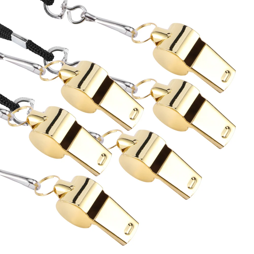 

6 PCS Emergency Whistles Loud Outdoor Survival Whistles For School Gym Camping Hiking Training (Golden)